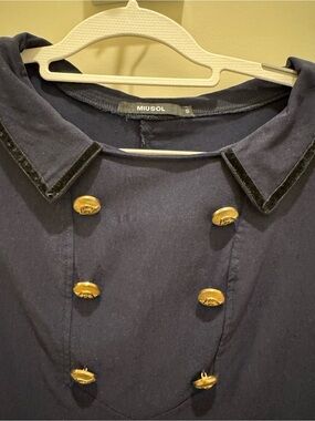 Miusol Navy Coat Dress with Gold Decorative Buttons